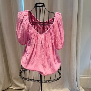 Rebecca Taylor Pink Puff-Sleeve Blouse